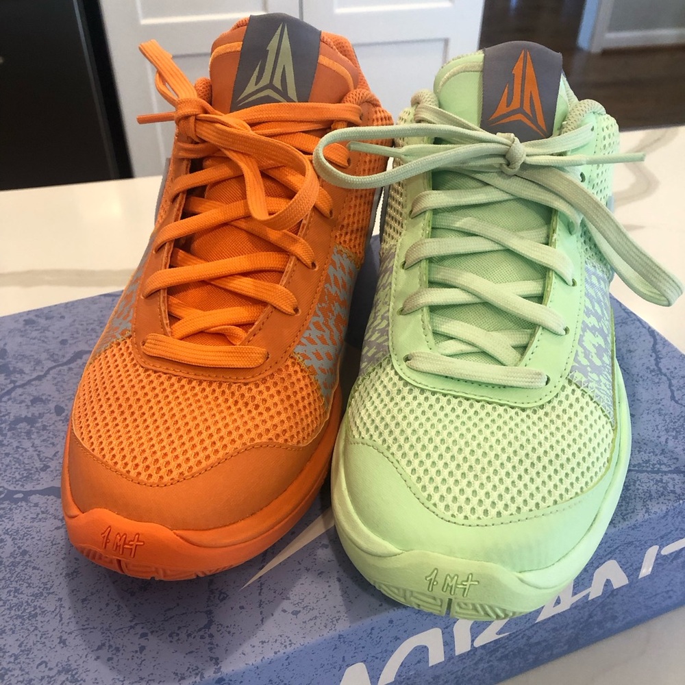 mismatched basketball shoes